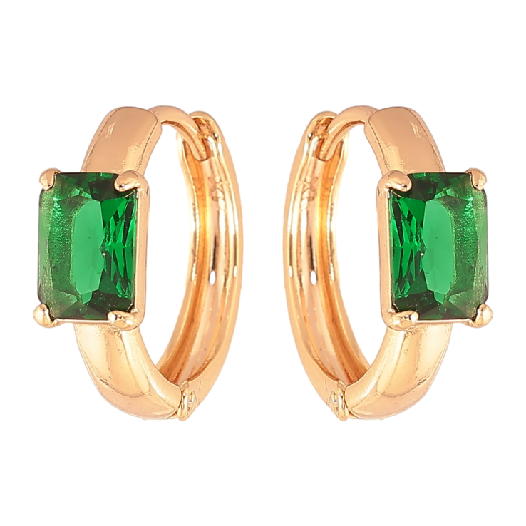 Серьги Xuping цвет Позолота 18K колечки "Узор с зелеными кристаллами" фото №9 Серьги Xuping цвет Позолота 18K колечки "Узор с зелеными кристаллами" фото №9