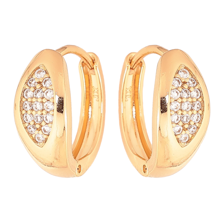 Сережки Xuping колір Позолота 18K колечка "Візерунок з кристалами" фото №1 Сережки Xuping колір Позолота 18K колечка "Візерунок з кристалами" фото №1