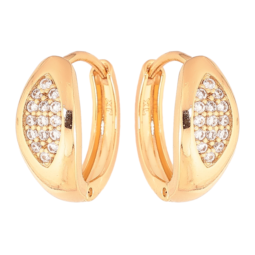 Сережки Xuping колір Позолота 18K колечка "Візерунок з кристалами" фото №1 Сережки Xuping колір Позолота 18K колечка "Візерунок з кристалами" фото №1