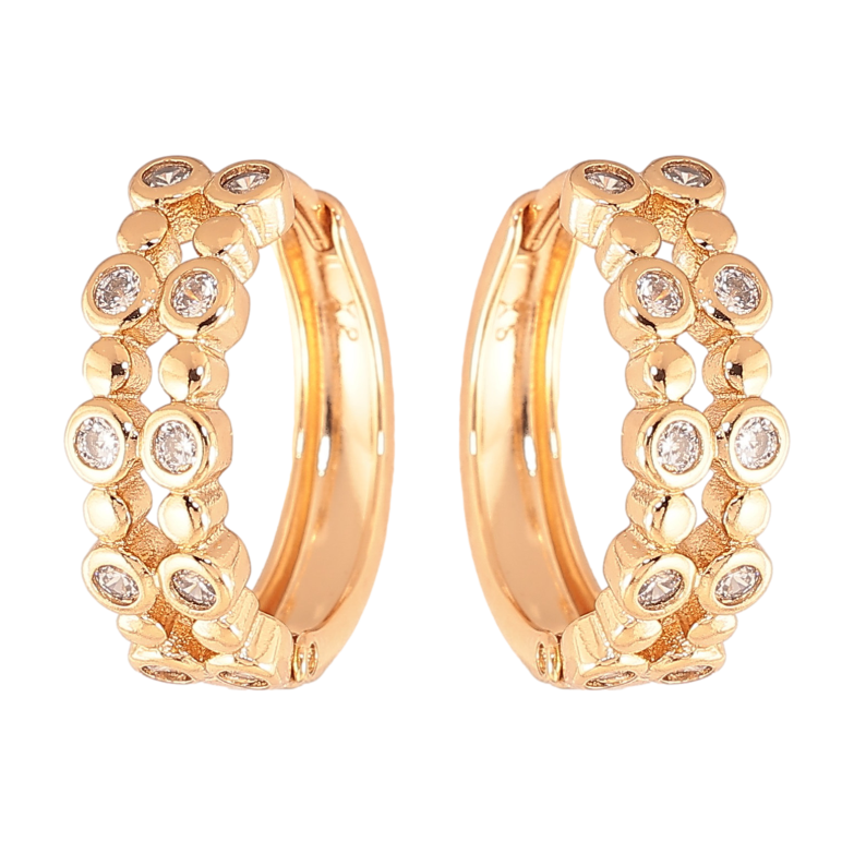 Сережки Xuping колір Позолота 18K колечка "Візерунок з кристалами" фото №3