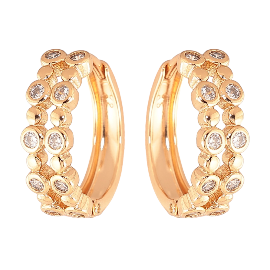 Серьги Xuping цвет Позолота 18K колечки "Узор с кристаллами"  фото №1