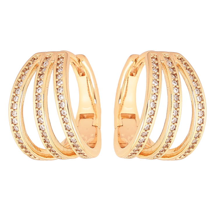 Сережки Xuping колір Позолота 18K колечка "Кристальні доріжки" фото №7 Сережки Xuping колір Позолота 18K колечка "Кристальні доріжки" фото №7