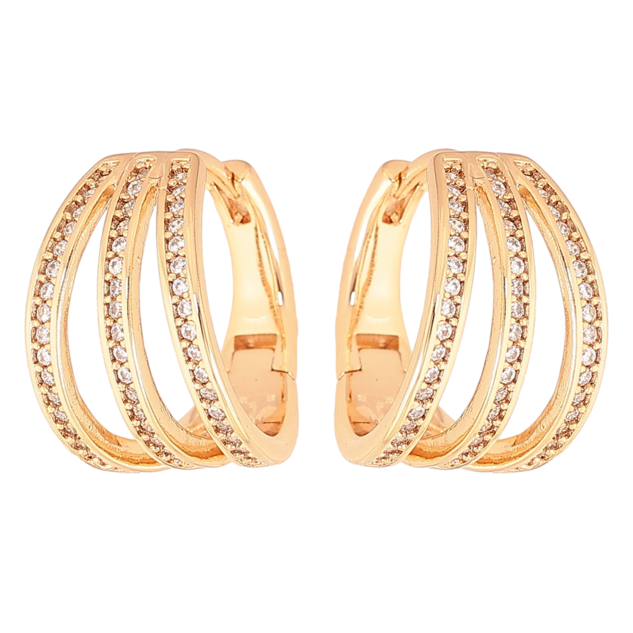 Сережки Xuping колір Позолота 18K колечка "Кристальні доріжки" фото №1 Сережки Xuping колір Позолота 18K колечка "Кристальні доріжки" фото №1