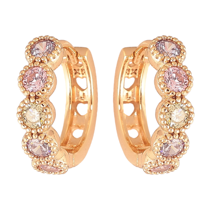 Серьги Xuping цвет Позолота 18K колечки "Дорожки разноцветных кристаллов" фото №15 Серьги Xuping цвет Позолота 18K колечки "Дорожки разноцветных кристаллов" фото №15