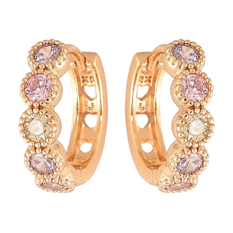 Серьги Xuping цвет Позолота 18K колечки "Дорожки разноцветных кристаллов" фото №2 Серьги Xuping цвет Позолота 18K колечки "Дорожки разноцветных кристаллов" фото №2