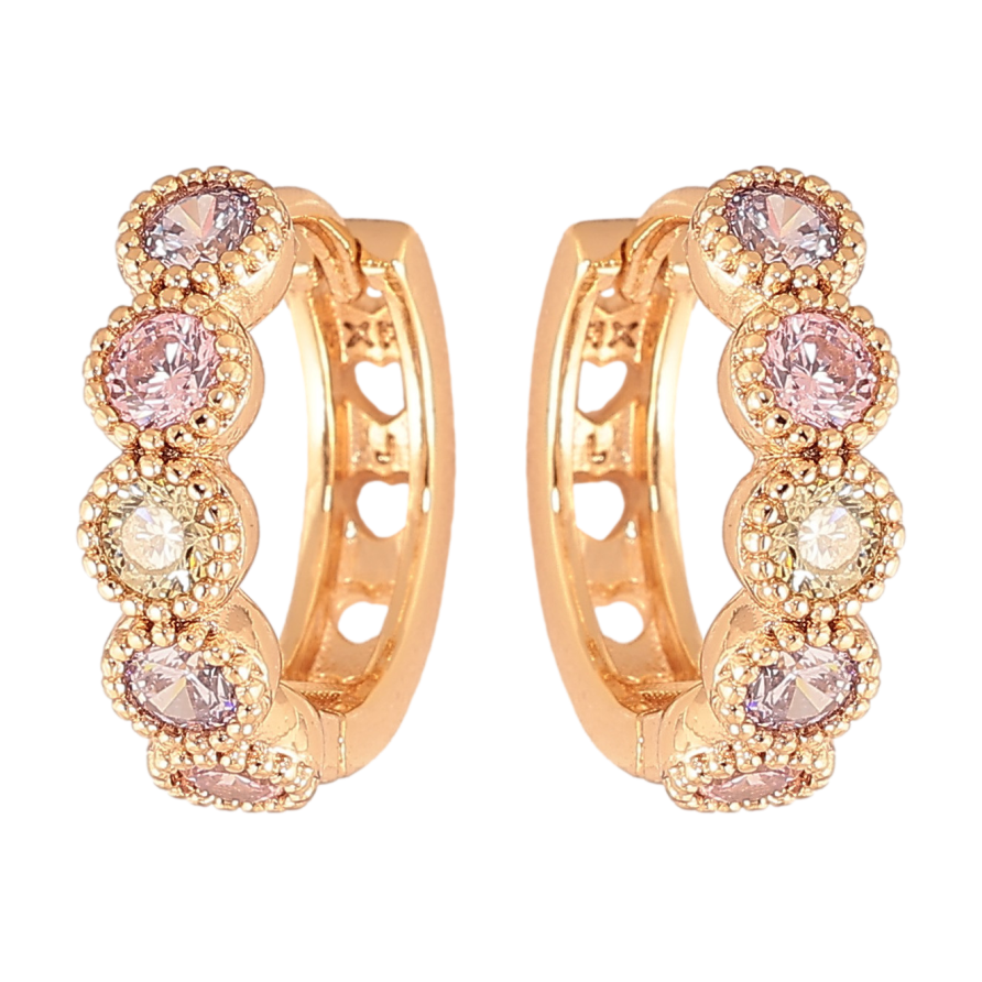 Серьги Xuping цвет Позолота 18K колечки "Дорожки разноцветных кристаллов" фото №1 Серьги Xuping цвет Позолота 18K колечки "Дорожки разноцветных кристаллов" фото №1