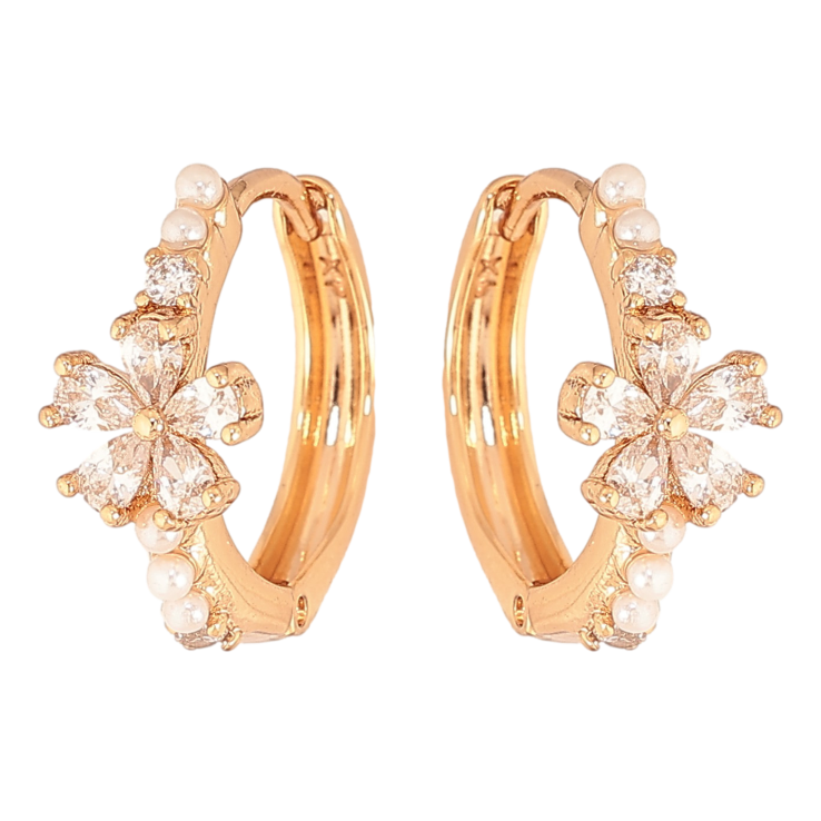 Серьги Xuping цвет Позолота 18K колечки "Кристальные цветочки" фото №6 Серьги Xuping цвет Позолота 18K колечки "Кристальные цветочки" фото №6