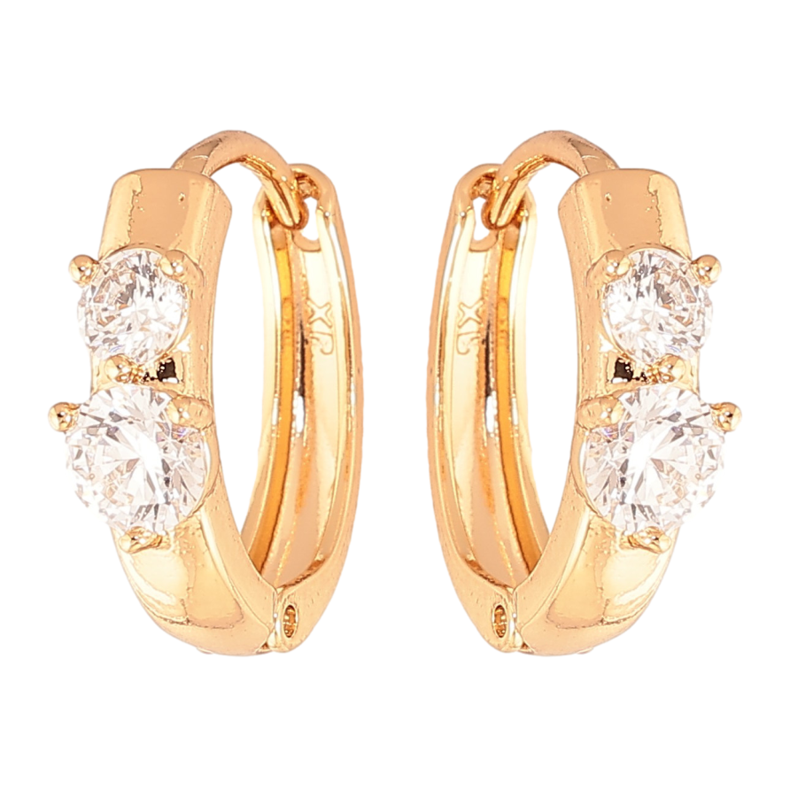 Серьги Xuping цвет Позолота 18K колечки "Узор с кристаллами"  фото №1