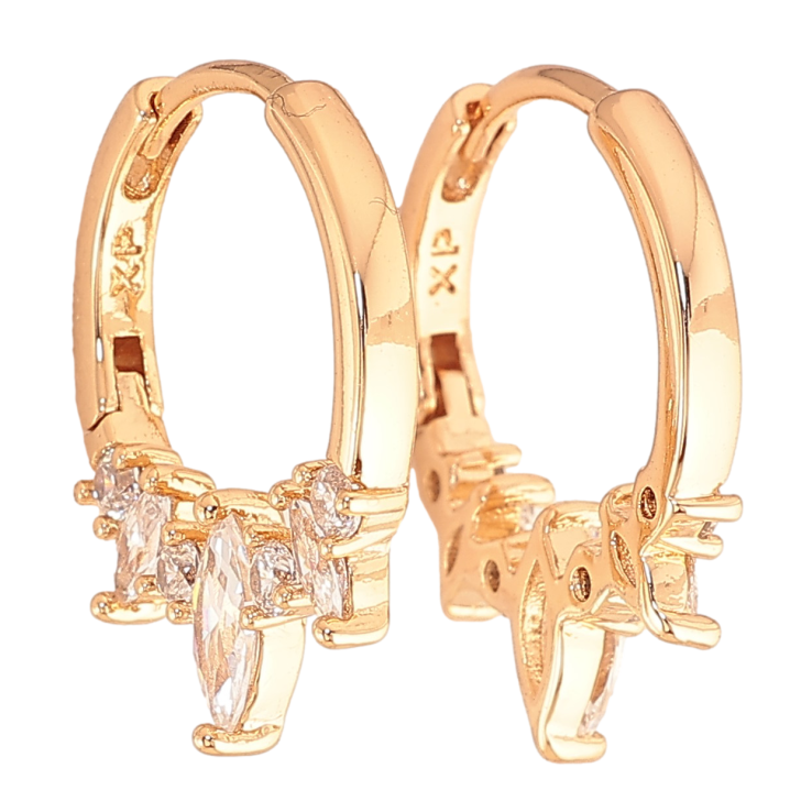 Сережки Xuping колір Позолота 18K колечка "Візерунок з кристалами" фото №5 Сережки Xuping колір Позолота 18K колечка "Візерунок з кристалами" фото №5