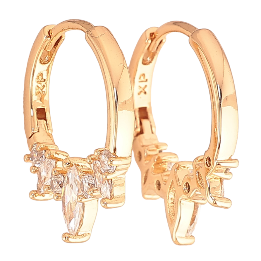 Сережки Xuping колір Позолота 18K колечка "Візерунок з кристалами" фото №1 Сережки Xuping колір Позолота 18K колечка "Візерунок з кристалами" фото №1