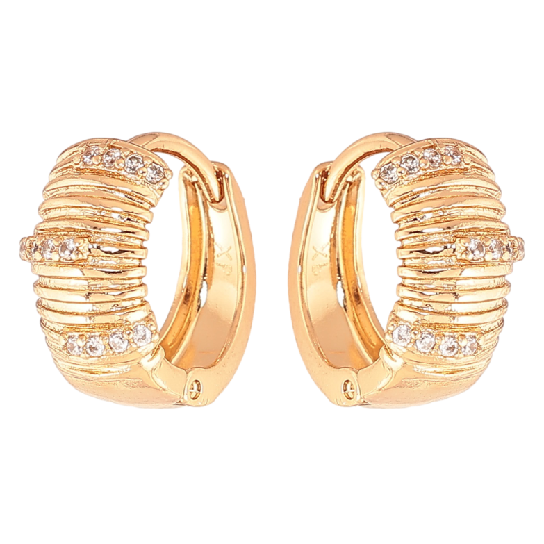 Серьги Xuping цвет Позолота 18K колечки "Узор с кристаллами" фото №6 Серьги Xuping цвет Позолота 18K колечки "Узор с кристаллами" фото №6