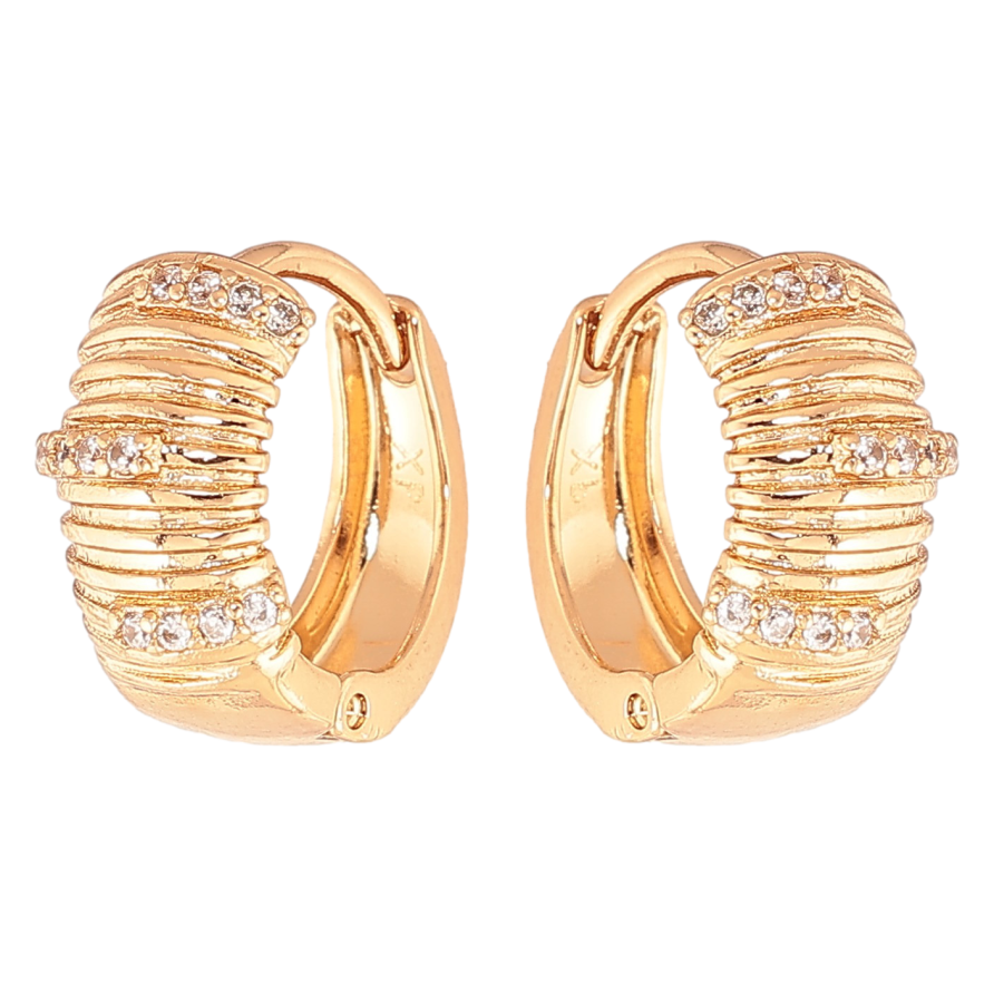 Серьги Xuping цвет Позолота 18K колечки "Узор с кристаллами" фото №1 Серьги Xuping цвет Позолота 18K колечки "Узор с кристаллами" фото №1