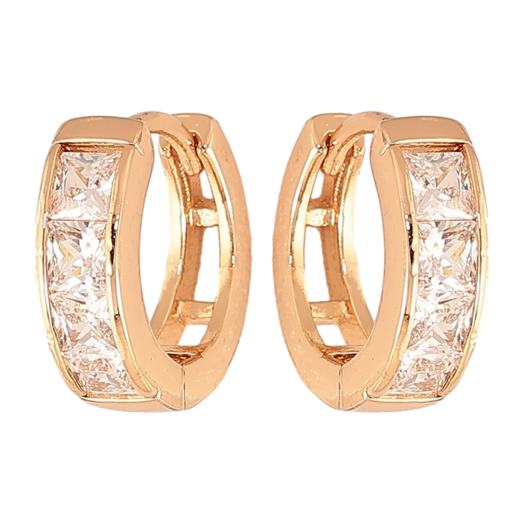 Сережки Xuping колір Позолота 18K колечка "Доріжки кристалів" фото №1 Сережки Xuping колір Позолота 18K колечка "Доріжки кристалів" фото №1