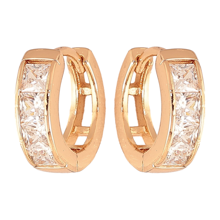 Сережки Xuping колір Позолота 18K колечка "Доріжки кристалів" фото №1 Сережки Xuping колір Позолота 18K колечка "Доріжки кристалів" фото №1
