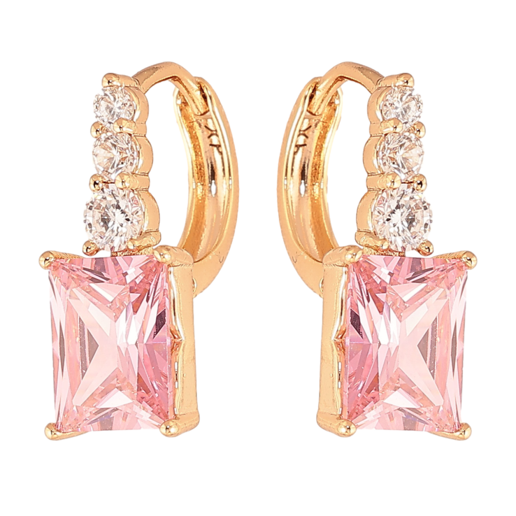 Серьги Xuping цвет Позолота 18K колечки "Узор с розовыми кристаллами" фото №9 Серьги Xuping цвет Позолота 18K колечки "Узор с розовыми кристаллами" фото №9