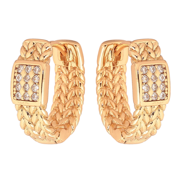 Серьги Xuping цвет Позолота 18K колечки "Узор с кристаллами" фото №2 Серьги Xuping цвет Позолота 18K колечки "Узор с кристаллами" фото №2