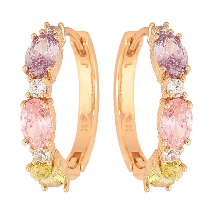 Серьги Xuping цвет Позолота 18K колечки "Узор с разноцветными кристаллами" фото №21 Серьги Xuping цвет Позолота 18K колечки "Узор с разноцветными кристаллами" фото №21