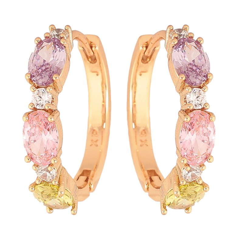 Серьги Xuping цвет Позолота 18K колечки "Узор с разноцветными кристаллами" фото №2 Серьги Xuping цвет Позолота 18K колечки "Узор с разноцветными кристаллами" фото №2