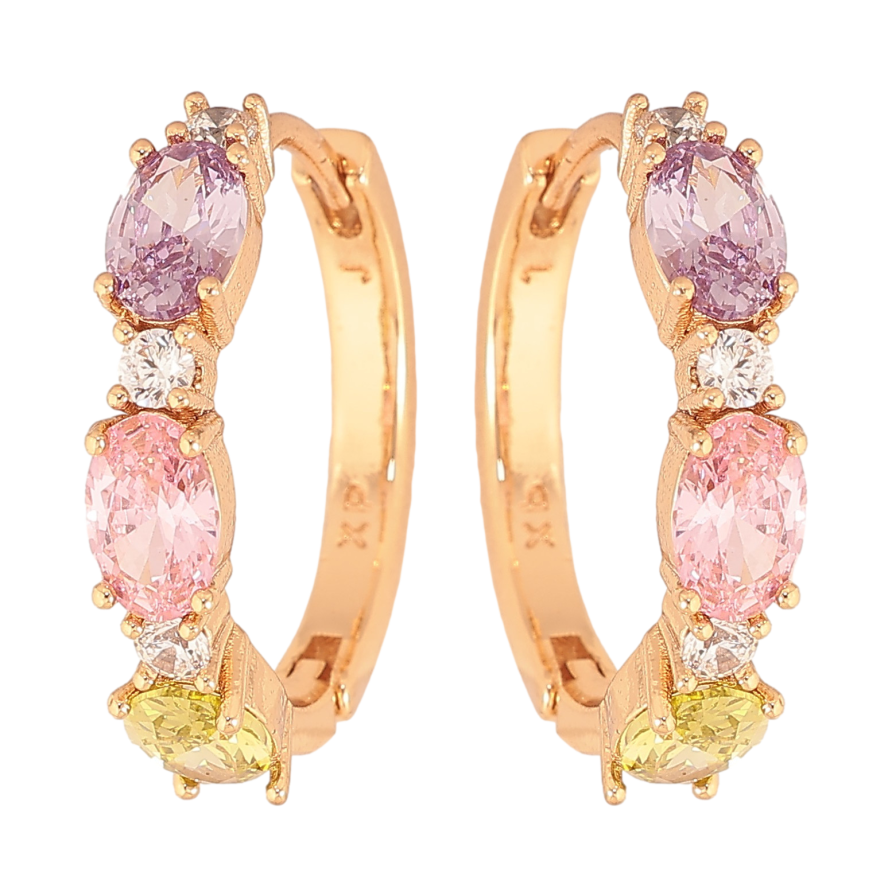 Серьги Xuping цвет Позолота 18K колечки "Узор с разноцветными кристаллами" фото №1 Серьги Xuping цвет Позолота 18K колечки "Узор с разноцветными кристаллами" фото №1
