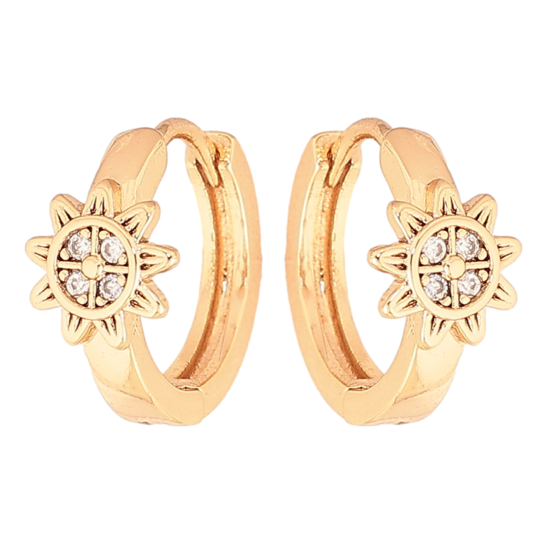 Серьги Xuping цвет Позолота 18K колечки "Узор с кристаллами" фото №2 Серьги Xuping цвет Позолота 18K колечки "Узор с кристаллами" фото №2