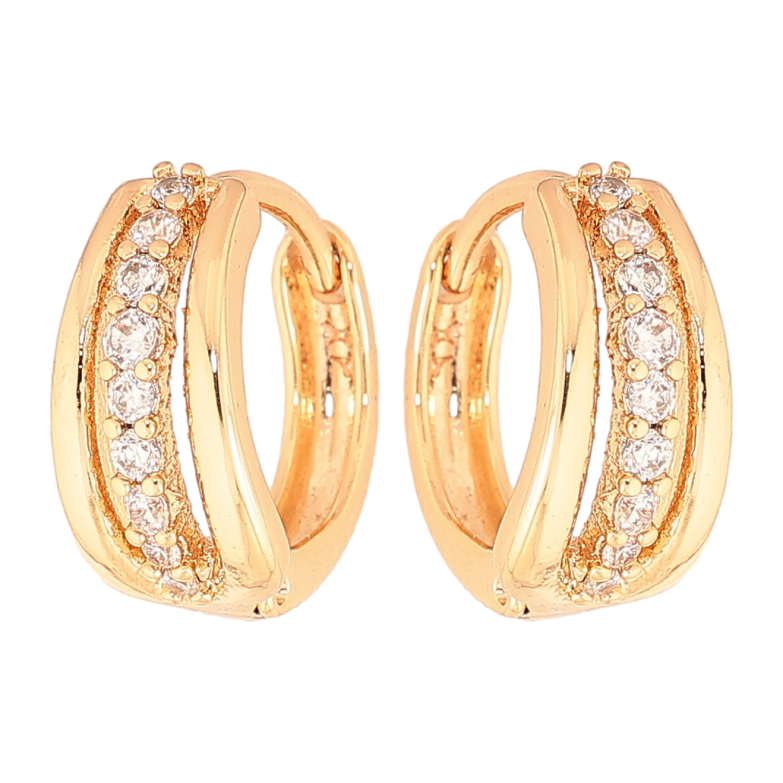 Сережки Xuping колір Позолота 18K колечка "Візерунок з кристалами" фото №8