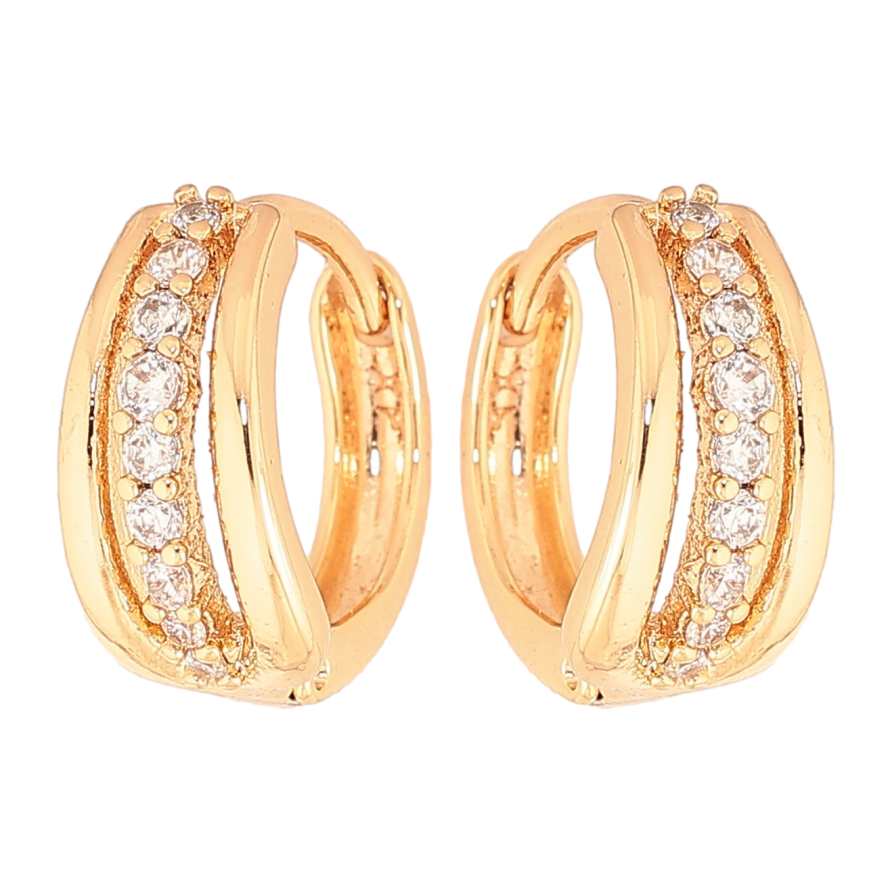 Серьги Xuping цвет Позолота 18K колечки "Узор с кристаллами"  фото №1