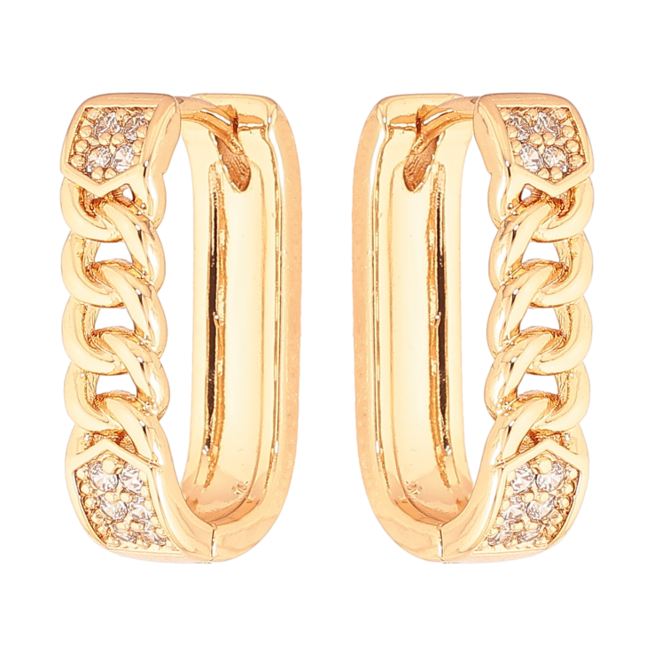 Серьги Xuping цвет Позолота 18K колечки "Узор цепочка с кристаллами" фото №10 Серьги Xuping цвет Позолота 18K колечки "Узор цепочка с кристаллами" фото №10