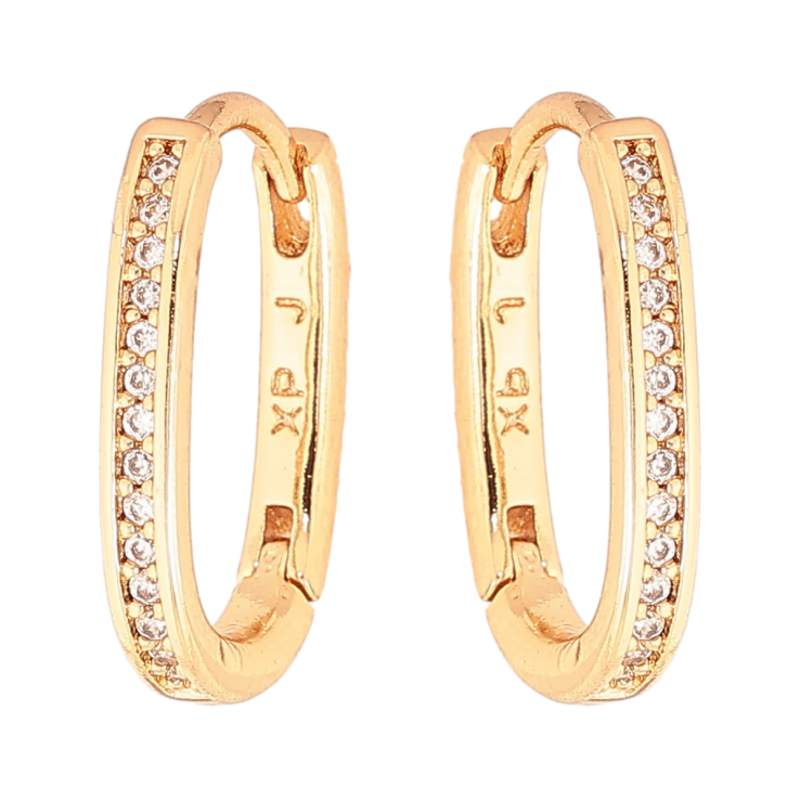 Серьги Xuping цвет Позолота 18K колечки "Дорожки кристаллов" фото №17