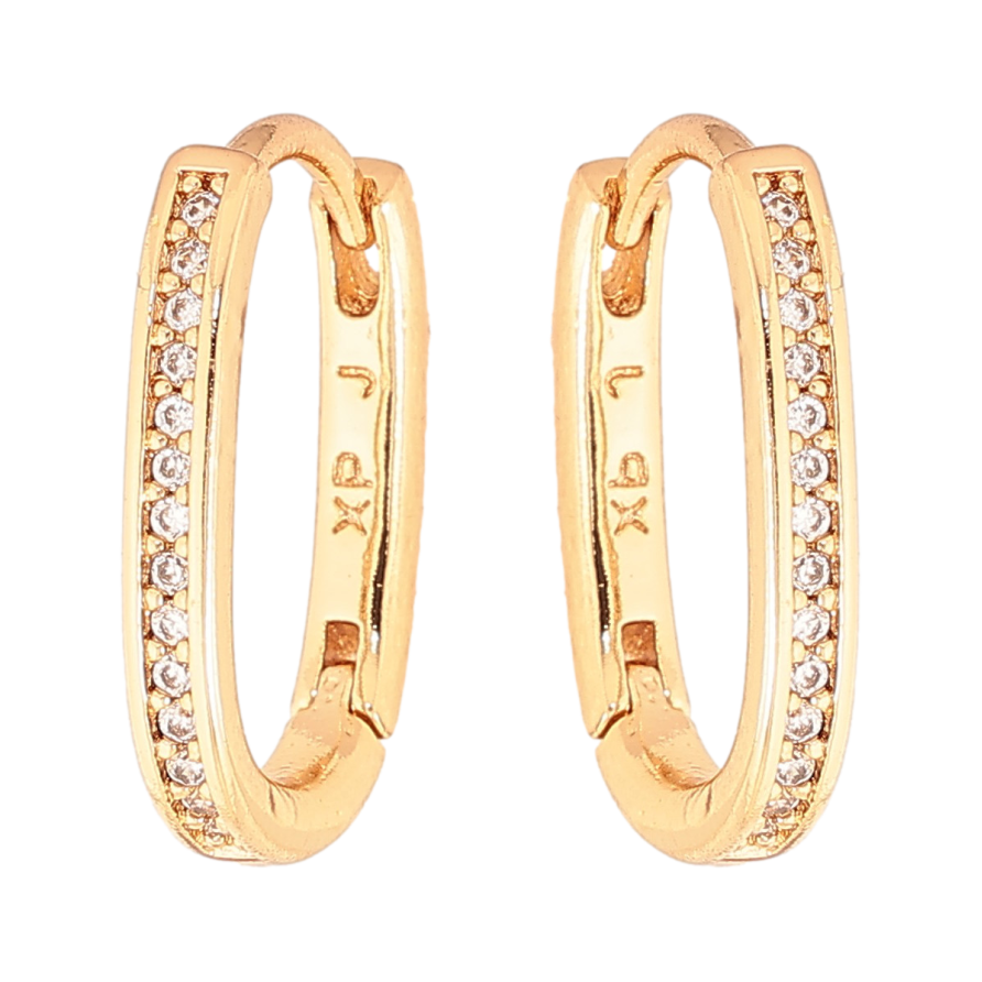 Серьги Xuping цвет Позолота 18K колечки "Дорожки кристаллов" фото №1