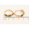 Серьги Xuping цвет Позолота 18K колечки "Узор с зелеными кристаллами" фото №2 Серьги Xuping цвет Позолота 18K колечки "Узор с зелеными кристаллами" фото №2