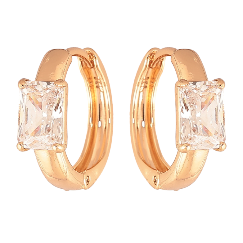 Сережки Xuping колір Позолота 18K колечка "Візерунок з кристалами" фото №10