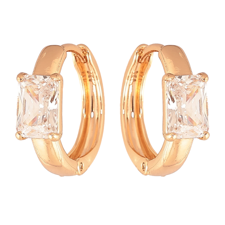 Серьги Xuping цвет Позолота 18K колечки "Узор с кристаллами" фото №1