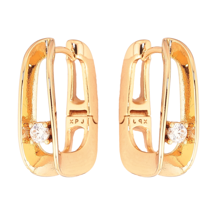 Серьги Xuping цвет Позолота 18K колечки "Узор с кристаллами" фото №6 Серьги Xuping цвет Позолота 18K колечки "Узор с кристаллами" фото №6