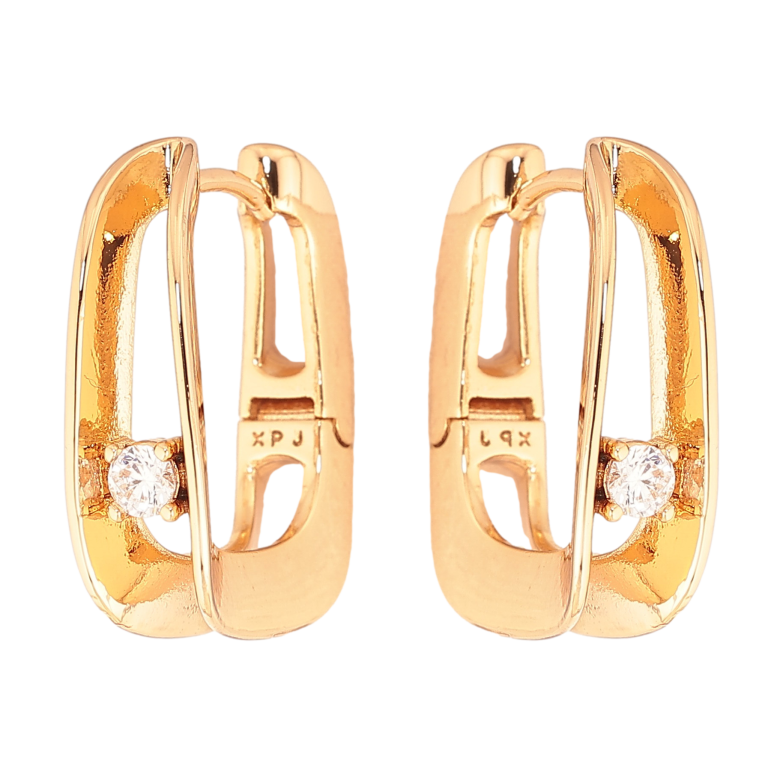 Серьги Xuping цвет Позолота 18K колечки "Узор с кристаллами" фото №6 Серьги Xuping цвет Позолота 18K колечки "Узор с кристаллами" фото №6