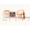 Серьги Xuping цвет Позолота 18K колечки "Узор с черными кристаллами" фото №2