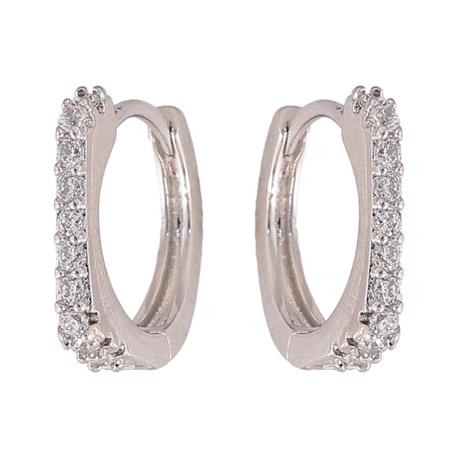 Серьги Xuping цвет Родий колечки "Узор с кристаллами" фото №1 Серьги Xuping цвет Родий колечки "Узор с кристаллами" фото №1