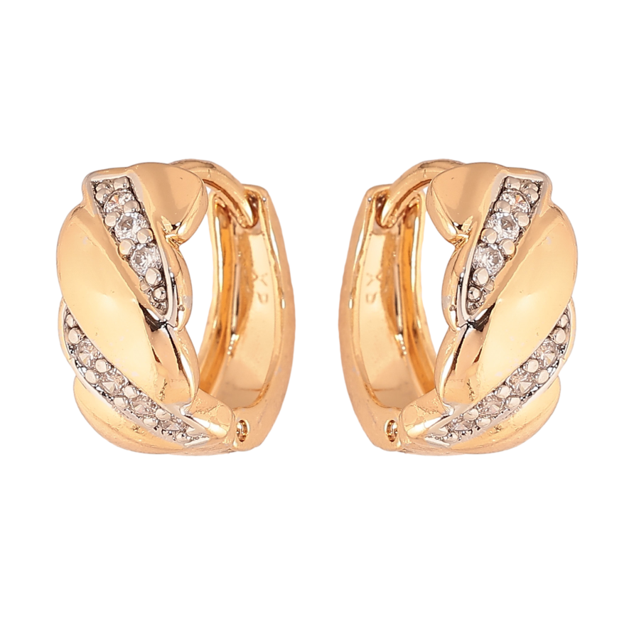 Серьги Xuping цвет позолота 18K + родий колечки узор с кристаллами фото №1 Серьги Xuping цвет позолота 18K + родий колечки узор с кристаллами фото №1
