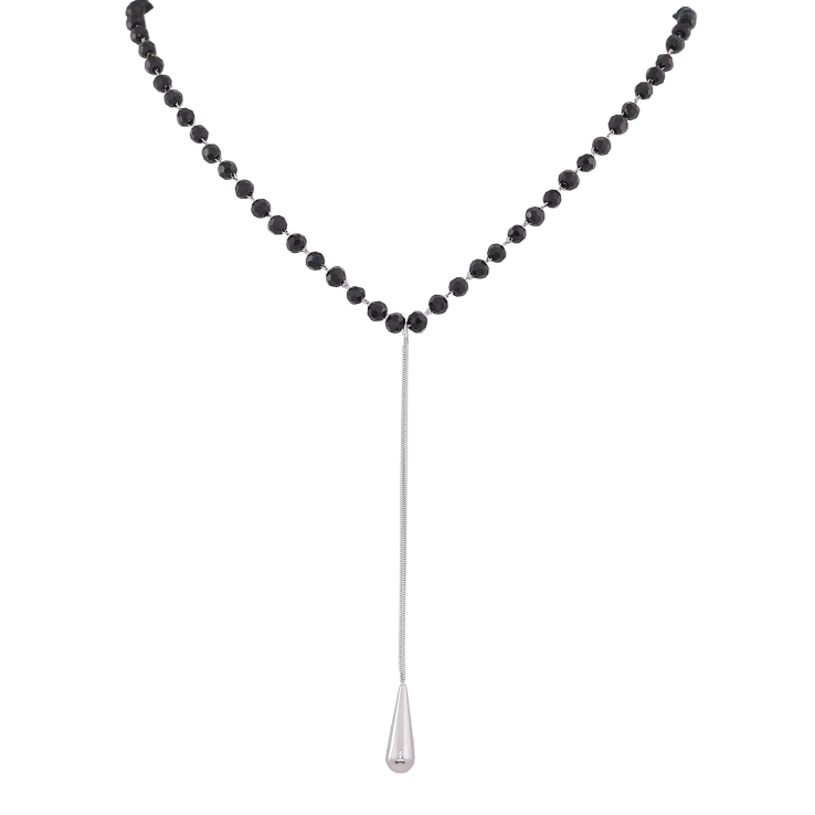 Колье Xuping ТТМ Stainless Steel цвет Родий "Черные бусины с подвеской" длинна 40-45см х 3мм фото №21 Колье Xuping ТТМ Stainless Steel цвет Родий "Черные бусины с подвеской" длинна 40-45см х 3мм фото №21