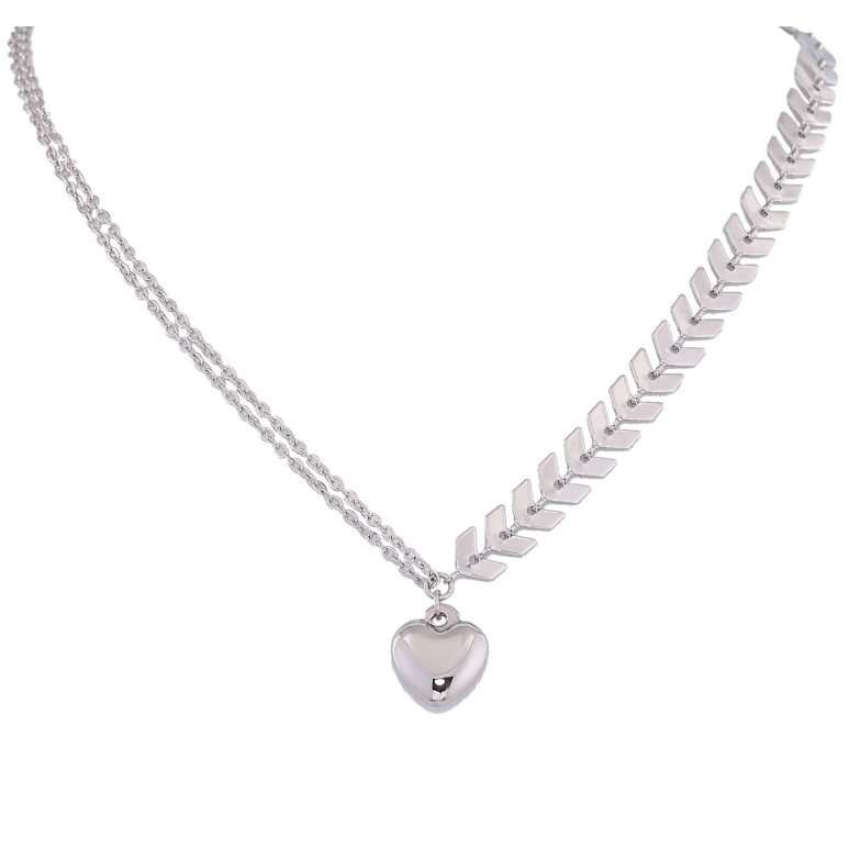Кольє Xuping ТТМ Stainless Steel колір Родій "Сердечко" довжина 46-51см х 1.5-7мм фото №1 Кольє Xuping ТТМ Stainless Steel колір Родій "Сердечко" довжина 46-51см х 1.5-7мм фото №1