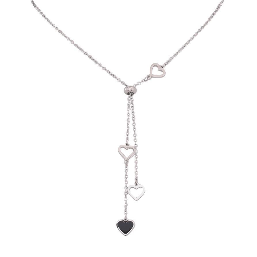 Колье Xuping ТТМ Stainless Steel цвет Родий "Сердечки" длинна 44-49см х 1.5мм фото №1 Колье Xuping ТТМ Stainless Steel цвет Родий "Сердечки" длинна 44-49см х 1.5мм фото №1