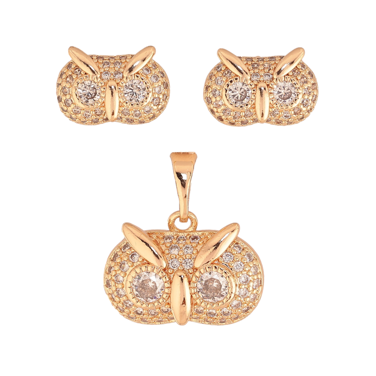 Набор Xuping M&L цвет 18K Серьги Кулон "Совы" фото №8 Набор Xuping M&L цвет 18K Серьги Кулон "Совы" фото №8