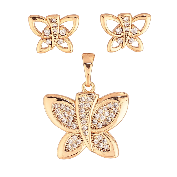 Набор Xuping цвет Позолота 18K серьги кулон "Бабочки" фото №7