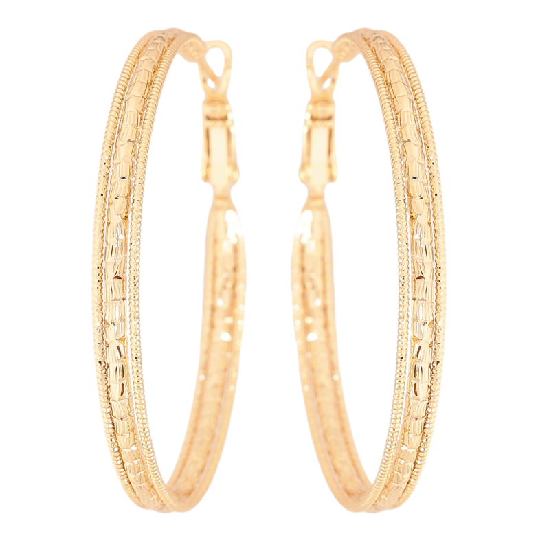Серьги Xuping цвет Позолота 14K кольца (конго) Декоративный узор ø 4.5см фото №2