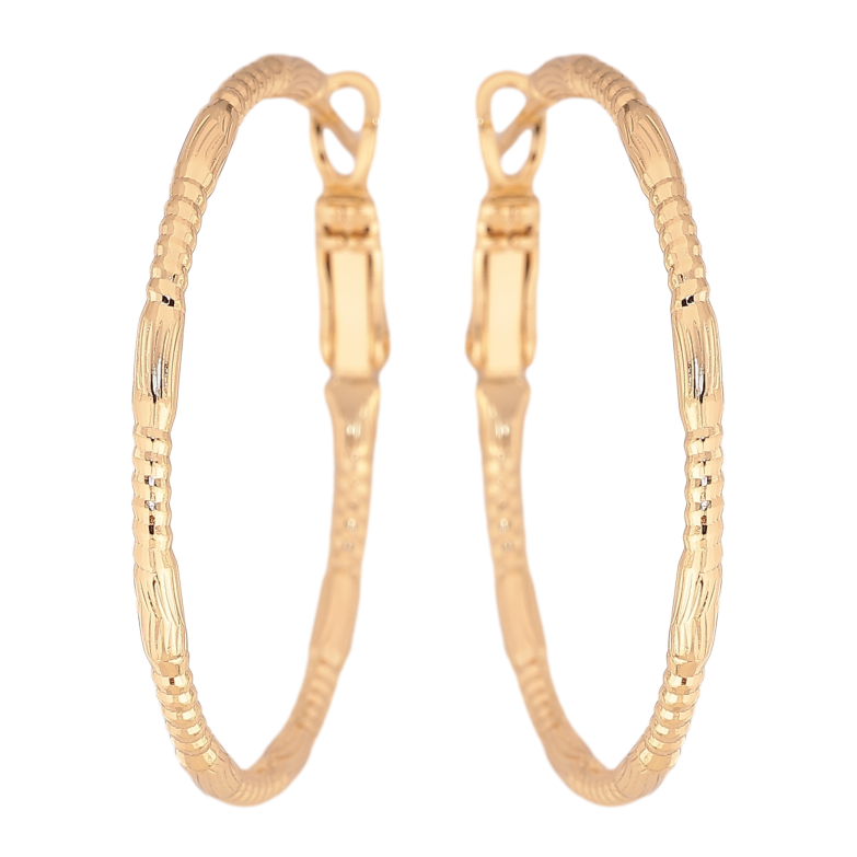 Серьги Xuping цвет Позолота 14K кольца (конго) "Декоративный узор" ø 3.5см фото №6