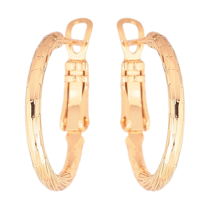 Сережки Xuping колір позолота 18K кільця (конго) декоративний візерунок ø 2см фото №2