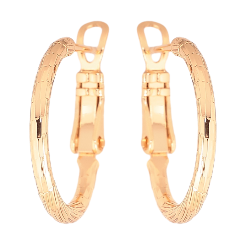 Сережки Xuping колір позолота 18K кільця (конго) декоративний візерунок ø 2см фото №2 Сережки Xuping колір позолота 18K кільця (конго) декоративний візерунок ø 2см фото №2
