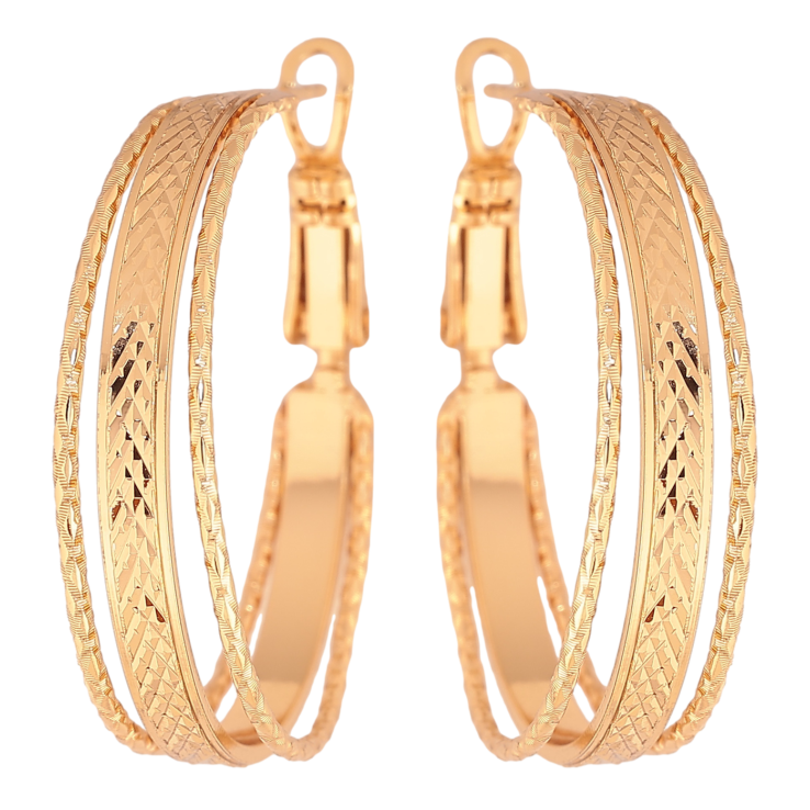 Сережки Xuping колір позолота 18K кільця (конго) декоративний візерунок ø 3см фото №21