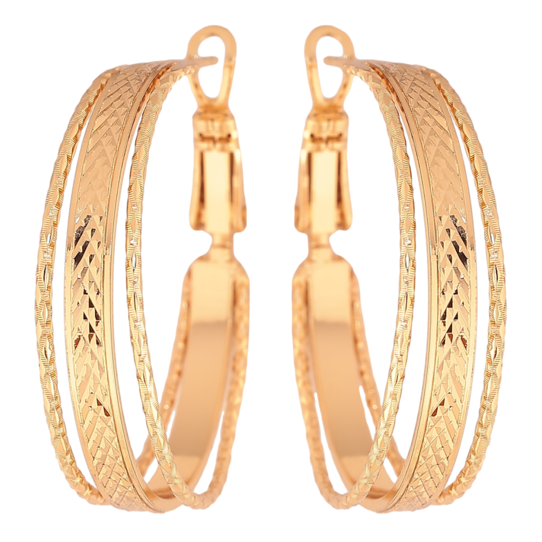 Серьги Xuping цвет позолота 18K кольца (конго) декоративный узор ø 3см фото №1