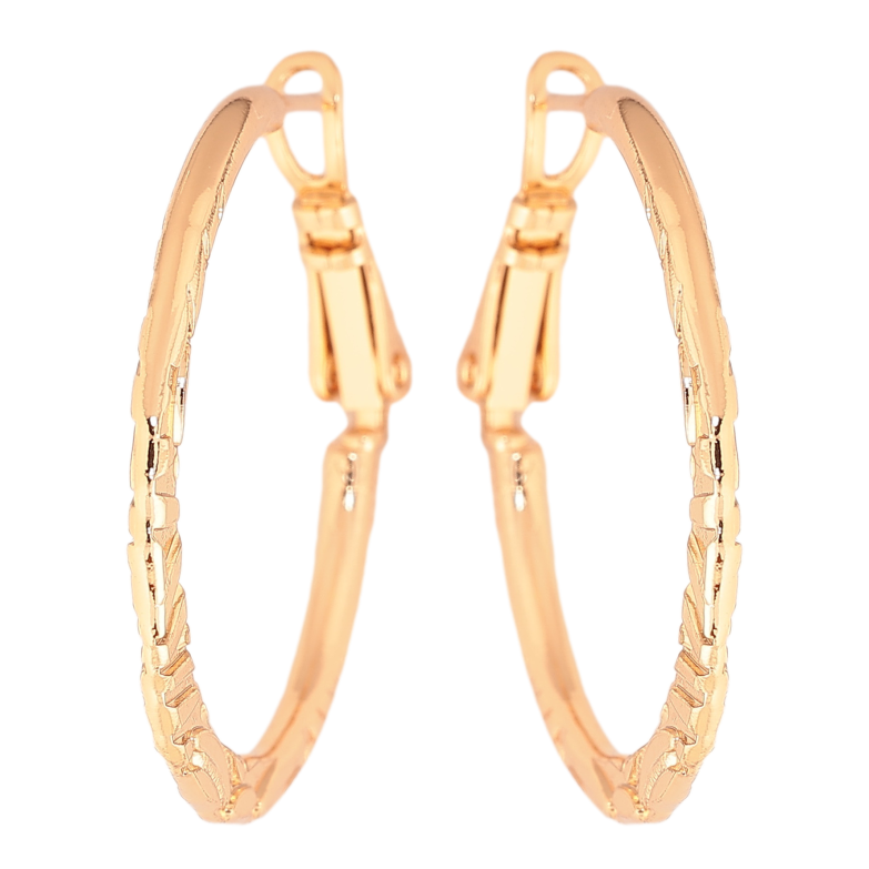 Сережки Xuping колір позолота 18K кільця (конго) декоративний візерунок ø 3см фото №11 Сережки Xuping колір позолота 18K кільця (конго) декоративний візерунок ø 3см фото №11