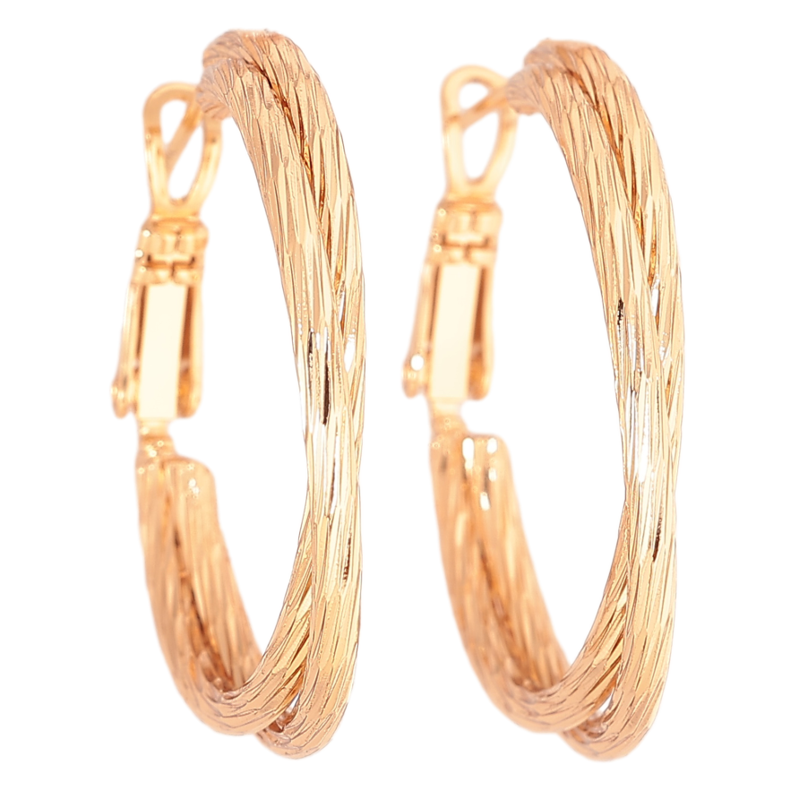 Серьги Xuping цвет позолота 18K кольца (конго) декоративный узор ø 3см фото №1 Серьги Xuping цвет позолота 18K кольца (конго) декоративный узор ø 3см фото №1